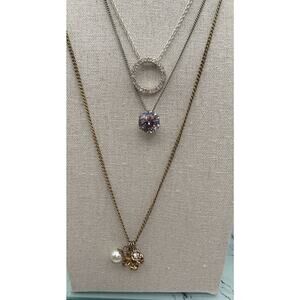 Lot Of 3 Dainty Little Bling Necklaces 1 Is An Aero Necklace